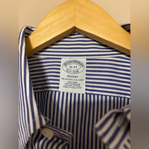 Brooks Brothers Men's Blue Striped Long Sleeve Button Down Shirt 16-33 - Picture 5 of 7